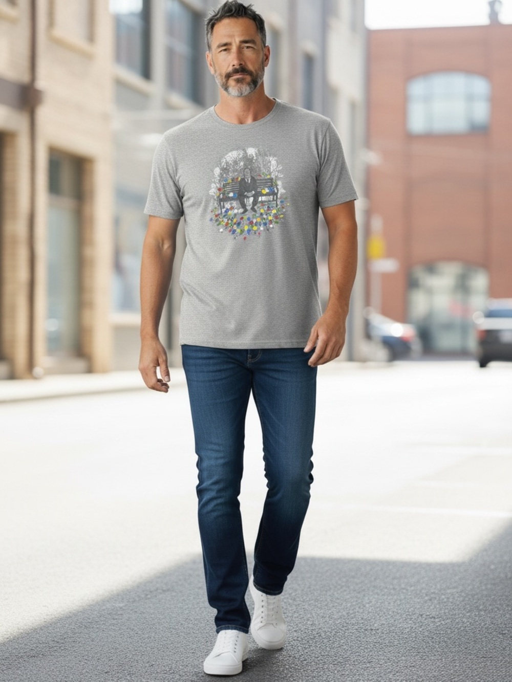 Alfred Hitchcock Angry Birds Graphic T-Shirt Unisex XXL Gray Movie Tee